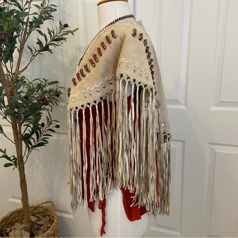 Native American Suede Beaded Shawl by Red Clay People, Butterfly Transformation - Picture 7 of 16